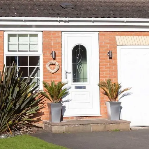 UPVC White Door with small glass window